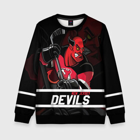 Детский свитшот 3D с принтом Нью Джерси Девилз New Jersey Devils в Санкт-Петербурге, 100% полиэстер | свободная посадка, прямой крой, мягкая тканевая резинка на рукавах и понизу свитшота | Тематика изображения на принте: devils | hockey | new jersey | new jersey devils | nhl | usa | девилз | нхл | ньюджерси | ньюджерси девилз | спорт | сша | хоккей | шайба