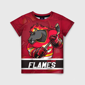Детская футболка 3D с принтом Калгари Флэймз Calgary Flames в Санкт-Петербурге, 100% гипоаллергенный полиэфир | прямой крой, круглый вырез горловины, длина до линии бедер, чуть спущенное плечо, ткань немного тянется | calgary | calgary flames | flames | hockey | nhl | usa | калгари | калгари флэймз | нхл | спорт | сша | флэймз | хоккей | шайба
