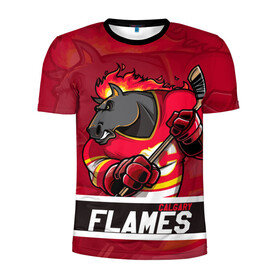 Мужская футболка 3D спортивная с принтом Калгари Флэймз Calgary Flames в Санкт-Петербурге, 100% полиэстер с улучшенными характеристиками | приталенный силуэт, круглая горловина, широкие плечи, сужается к линии бедра | calgary | calgary flames | flames | hockey | nhl | usa | калгари | калгари флэймз | нхл | спорт | сша | флэймз | хоккей | шайба