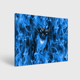 Холст прямоугольный с принтом Дракон в синем пламени Dragon in blue flame в Санкт-Петербурге, 100% ПВХ |  | Тематика изображения на принте: dragon | дракон | миф | монстр | огонь | пламя | фэнтези