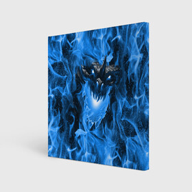 Холст квадратный с принтом Дракон в синем пламени Dragon in blue flame в Санкт-Петербурге, 100% ПВХ |  | Тематика изображения на принте: dragon | дракон | миф | монстр | огонь | пламя | фэнтези