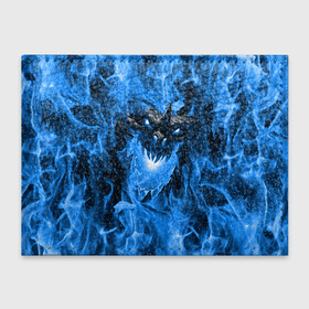 Обложка для студенческого билета с принтом Дракон в синем пламени Dragon in blue flame в Санкт-Петербурге, натуральная кожа | Размер: 11*8 см; Печать на всей внешней стороне | Тематика изображения на принте: dragon | дракон | миф | монстр | огонь | пламя | фэнтези