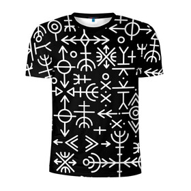 Мужская футболка 3D спортивная с принтом Скандинавские руны Славянские символы в Санкт-Петербурге, 100% полиэстер с улучшенными характеристиками | приталенный силуэт, круглая горловина, широкие плечи, сужается к линии бедра | Тематика изображения на принте: runes | викинг | викинги | древние знаки | знаки | норвегия | норвежские | руны | русь | символы | скандинавия | скандинавские | славяне | славянская символика