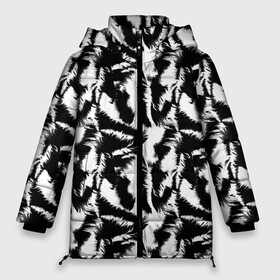Женская зимняя куртка Oversize с принтом Шкура Белого Тигра в Санкт-Петербурге, верх — 100% полиэстер; подкладка — 100% полиэстер; утеплитель — 100% полиэстер | длина ниже бедра, силуэт Оверсайз. Есть воротник-стойка, отстегивающийся капюшон и ветрозащитная планка. 

Боковые карманы с листочкой на кнопках и внутренний карман на молнии | animal | beast | cat | predator | tiger | амурский тигр | белый тигр | год тигра | животное | зверь | кот | полосатая кошка | саблезубый тигр | тигр | хищник | царь джунглей | черно белое | шерхан