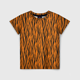 Детская футболка 3D с принтом Тигровые Полосы в Санкт-Петербурге, 100% гипоаллергенный полиэфир | прямой крой, круглый вырез горловины, длина до линии бедер, чуть спущенное плечо, ткань немного тянется | animal | beast | cat | predator | tiger | амурский тигр | белый тигр | год тигра | животное | зверь | кот | полосатая кошка | саблезубый тигр | тигр | хищник | царь джунглей | шерхан