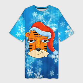 Платье-футболка 3D с принтом Забавная морда тигра в Санкт-Петербурге,  |  | 2022 | год тигра | новый год | новый год 2022 | символ года | тигр | тигренок | тигрица | тигры