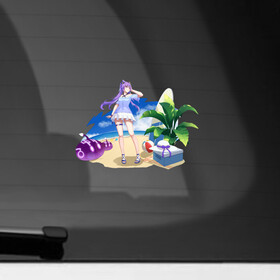 Наклейка на автомобиль с принтом Кэ Цин в отпуске в Санкт-Петербурге, ПВХ |  | Тематика изображения на принте: genshin impact | арт | вода | кэ цин | лето | ли юэ | море | отдых | отпуск | песок | пляж | рисунок | слайм | слаймы | электро