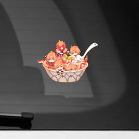 Наклейка на автомобиль с принтом Блюдо из чиби Тартальи в Санкт-Петербурге, ПВХ |  | Тематика изображения на принте: genshin impact | арт | аякс | ли юэ | осьминог | рисунок | тарталья | чайльд | чиби
