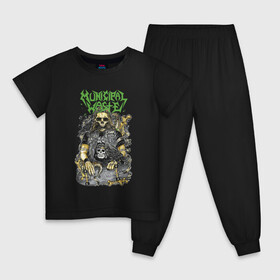 Детская пижама хлопок с принтом Municipal Waste - crossover thrash style! в Санкт-Петербурге, 100% хлопок |  брюки и футболка прямого кроя, без карманов, на брюках мягкая резинка на поясе и по низу штанин
 | bandana | bone | crossover thrash | dude | group | hype | municipal waste | music | raven | richmond | skateboard | skull | snake | usa | бандана | вирджиния | ворон | группа | змея | коммунальные отходы | кость | кроссовертрэш | музыка