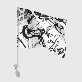 Флаг для автомобиля с принтом GRUNGE TRIP в Санкт-Петербурге, 100% полиэстер | Размер: 30*21 см | grunge | абстракция | граундж | грязный | кляксы | пестрый | черно белый
