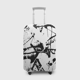 Чехол для чемодана 3D с принтом GRUNGE TRIP в Санкт-Петербурге, 86% полиэфир, 14% спандекс | двустороннее нанесение принта, прорези для ручек и колес | Тематика изображения на принте: grunge | абстракция | граундж | грязный | кляксы | пестрый | черно белый