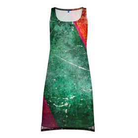 Платье-майка 3D с принтом ТРИ УДОВОЛЬСТВИЯ в Санкт-Петербурге, 100% полиэстер | полуприлегающий силуэт, широкие бретели, круглый вырез горловины, удлиненный подол сзади. | граундж | полосы | поцарапанный | урбан | цветной
