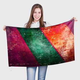 Флаг 3D с принтом ТРИ УДОВОЛЬСТВИЯ в Санкт-Петербурге, 100% полиэстер | плотность ткани — 95 г/м2, размер — 67 х 109 см. Принт наносится с одной стороны | граундж | полосы | поцарапанный | урбан | цветной