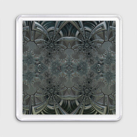 Магнит 55*55 с принтом Коллекция Фрактальная мозаика Серо-голубой 292-4 в Санкт-Петербурге, Пластик | Размер: 65*65 мм; Размер печати: 55*55 мм | abstraction | black | dark | fractal | gray | grayblue | symmetrical | абстракция | серый | симметричный | темный | фрактал | черный