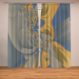 Фотошторы с принтом Орхидеи Небо и песок Абстракция 403-1 в Санкт-Петербурге, Блэкаут (светозащита 90%) / Габардин (светозащита 40% | 2 полотна шириной по 145 см; Высота 200-300 см; Крепление: шторная лента (на крючки); | Тематика изображения на принте: abstraction | blue | flowers | fractal | ornament | pattern | yellow | абстракция | желтый | орнамент | узор | фрактал | цветы