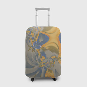 Чехол для чемодана 3D с принтом Орхидеи Небо и песок Абстракция 403-1 в Санкт-Петербурге, 86% полиэфир, 14% спандекс | двустороннее нанесение принта, прорези для ручек и колес | abstraction | blue | flowers | fractal | ornament | pattern | yellow | абстракция | желтый | орнамент | узор | фрактал | цветы