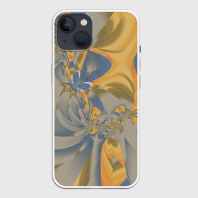 Чехол для iPhone 13 с принтом Орхидеи Небо и песок Абстракция 403-1 в Санкт-Петербурге,  |  | abstraction | blue | flowers | fractal | ornament | pattern | yellow | абстракция | желтый | орнамент | узор | фрактал | цветы