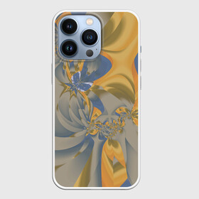 Чехол для iPhone 13 Pro с принтом Орхидеи. Небо и песок. Абстракция. 403 1. в Санкт-Петербурге,  |  | abstraction | blue | flowers | fractal | ornament | pattern | yellow | абстракция | желтый | орнамент | узор | фрактал | цветы