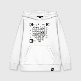 Детская толстовка хлопок с принтом QR Love в Санкт-Петербурге, 100% хлопок | Круглый горловой вырез, эластичные манжеты, пояс, капюшен | Тематика изображения на принте: coronavirus | covid | covid19 | l | qr code | qr код | sputnik | вакцина | вакцинация | вирус | здоровье | изоляция | иммунитет | карантин | ковид | код | корона | коронавирус | маркировка | маска | пандемия | паспорт