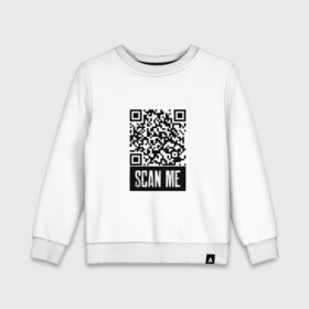 Детский свитшот хлопок с принтом QR Scan в Санкт-Петербурге, 100% хлопок | круглый вырез горловины, эластичные манжеты, пояс и воротник | coronavirus | covid | covid19 | qr code | qr код | sputnik | вакцина | вакцинация | вирус | здоровье | изоляция | иммунитет | карантин | ковид | код | корона | коронавирус | маркировка | маска | пандемия | паспорт | прививка