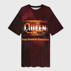 Платье-футболка 3D с принтом We Will Rock You. Banda Sonora Del Espectaculo  Queen в Санкт-Петербурге,  |  | freddie mercury | paul rodgers | queen | quen | альбом | брайан мэй | глэм | джон дикон | квин | королева | куин | меркури | меркьюри | музыкант | мэркури | певец | песня | поп | роджер тейлор | рок группа | фаррух булсара