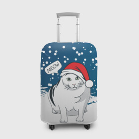 Чехол для чемодана 3D с принтом НОВОГОДНИЙ КОТ БЕНДЕР (МЕМ) в Санкт-Петербурге, 86% полиэфир, 14% спандекс | двустороннее нанесение принта, прорези для ручек и колес | 2022 | 22 | bender | cat | christmas | meme | memes | meow | merry | new | snow | winter | year | бендер | год | зима | кот | кошка | мем | мемы | мяй | новый | рождество | снег | толстый