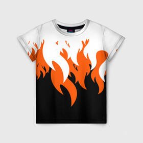 Детская футболка 3D с принтом Оранжевый Огонь в Санкт-Петербурге, 100% гипоаллергенный полиэфир | прямой крой, круглый вырез горловины, длина до линии бедер, чуть спущенное плечо, ткань немного тянется | минимализм | огонь | оранжевый огонь | пламя | рисунок