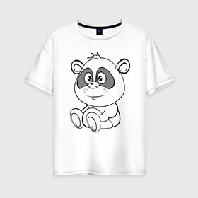 Женская футболка хлопок Oversize с принтом Пандочка в подгузниках в Санкт-Петербурге, 100% хлопок | свободный крой, круглый ворот, спущенный рукав, длина до линии бедер
 | веселье | детские | для девушек | для детей | китай | медведь | медвежонок | мультики | панда | пандочка | сказка | сказочные | удивление