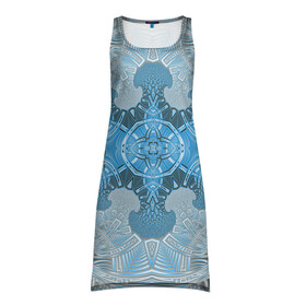 Платье-майка 3D с принтом Коллекция Фрактальная мозаика Голубой 292-6-n в Санкт-Петербурге, 100% полиэстер | полуприлегающий силуэт, широкие бретели, круглый вырез горловины, удлиненный подол сзади. | blue | fractal | light | pattern | symmetrical | на витрину | светлый | симметричный | узор | фрактал
