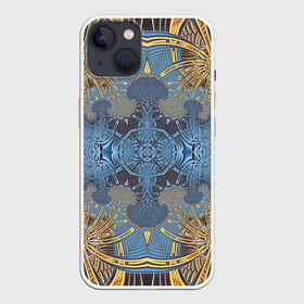 Чехол для iPhone 13 с принтом Коллекция Фрактальная мозаика Желто-синий 292-6-n11-2 в Санкт-Петербурге,  |  | blue | fractal | light | pattern | symmetrical | yellow | желтый | светлый | симметричный | узор | фрактал