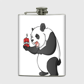 Фляга с принтом Взрывная панда в Санкт-Петербурге, металлический корпус | емкость 0,22 л, размер 125 х 94 мм. Виниловая наклейка запечатывается полностью | bomb | dinamit | panda | бомба | динамит | животное | панда