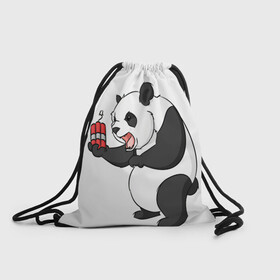 Рюкзак-мешок 3D с принтом Взрывная панда в Санкт-Петербурге, 100% полиэстер | плотность ткани — 200 г/м2, размер — 35 х 45 см; лямки — толстые шнурки, застежка на шнуровке, без карманов и подкладки | bomb | dinamit | panda | бомба | динамит | животное | панда