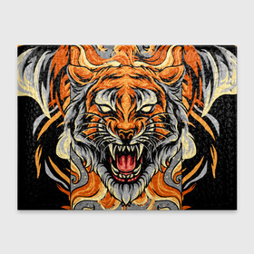 Обложка для студенческого билета с принтом Символ года тигр в гневе в Санкт-Петербурге, натуральная кожа | Размер: 11*8 см; Печать на всей внешней стороне | 2022 | большая кошка | животное | новый год | символ года | тигр | хищник