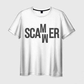Мужская футболка 3D с принтом Scammer ( Скамер ) в Санкт-Петербурге, 100% полиэфир | прямой крой, круглый вырез горловины, длина до линии бедер | Тематика изображения на принте: scam | scamm | scammer | скам | скам мамонта | скамер