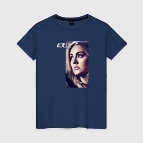 Женская футболка хлопок с принтом Певица Адель в Санкт-Петербурге, 100% хлопок | прямой крой, круглый вырез горловины, длина до линии бедер, слегка спущенное плечо | имя | лицо | надпись | пецица | портрет