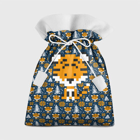 Подарочный 3D мешок с принтом Вязаный тигренок в Санкт-Петербурге, 100% полиэстер | Размер: 29*39 см | Тематика изображения на принте: 2022 | вязанка | паттерн | символ года | тигр | тигренок | хищник