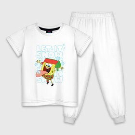 Детская пижама хлопок с принтом LET IT SNOW ГУБКА БОБ в Санкт-Петербурге, 100% хлопок |  брюки и футболка прямого кроя, без карманов, на брюках мягкая резинка на поясе и по низу штанин
 | 2022 | 22 | bikini | bob | bottom | brbyb | christmas | merry | new | ocean | sea | sponge | spongebob | squarepants | water | year | бикини | боб | боттом | вода | год | губка | дно | квадратные | море | новый | океан | рождество | спанч |