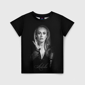 Детская футболка 3D с принтом Adele Icon в Санкт-Петербурге, 100% гипоаллергенный полиэфир | прямой крой, круглый вырез горловины, длина до линии бедер, чуть спущенное плечо, ткань немного тянется | девушка | имя | микрофон | певица | фото