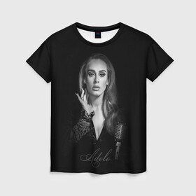 Женская футболка 3D с принтом Adele Icon в Санкт-Петербурге, 100% полиэфир ( синтетическое хлопкоподобное полотно) | прямой крой, круглый вырез горловины, длина до линии бедер | девушка | имя | микрофон | певица | фото