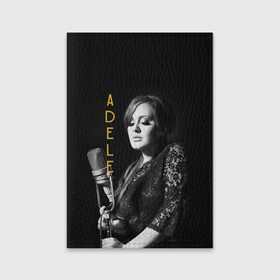 Обложка для паспорта матовая кожа с принтом Певица Adele в Санкт-Петербурге, натуральная матовая кожа | размер 19,3 х 13,7 см; прозрачные пластиковые крепления | девушка | имя | микрофон | надпись | певица