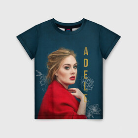 Детская футболка 3D с принтом Portrait Adele в Санкт-Петербурге, 100% гипоаллергенный полиэфир | прямой крой, круглый вырез горловины, длина до линии бедер, чуть спущенное плечо, ткань немного тянется | имя | лицо | надпись | певица | портрет