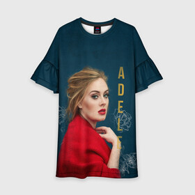 Детское платье 3D с принтом Portrait Adele в Санкт-Петербурге, 100% полиэстер | прямой силуэт, чуть расширенный к низу. Круглая горловина, на рукавах — воланы | имя | лицо | надпись | певица | портрет