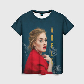Женская футболка 3D с принтом Portrait Adele в Санкт-Петербурге, 100% полиэфир ( синтетическое хлопкоподобное полотно) | прямой крой, круглый вырез горловины, длина до линии бедер | имя | лицо | надпись | певица | портрет