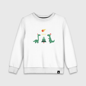 Детский свитшот хлопок с принтом динозаврики и елка в Санкт-Петербурге, 100% хлопок | круглый вырез горловины, эластичные манжеты, пояс и воротник | дед мороз | динозавр | ёлка | зима | игрушки | новый год | снегурка