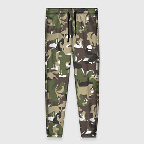 Женские брюки 3D с принтом Камуфляж из Собак (Camouflage) в Санкт-Петербурге, полиэстер 100% | прямой крой, два кармана без застежек по бокам, с мягкой трикотажной резинкой на поясе и по низу штанин. В поясе для дополнительного комфорта — широкие завязки | Тематика изображения на принте: animal | camouflage | dog | military camouflage | барбос | бобик | военный камуфляж | год собаки | друг человека | животное | зверь | ищейка | камуфляж | кинолог | кость | лайка | милитари | охотничий камуфляж | пёс
