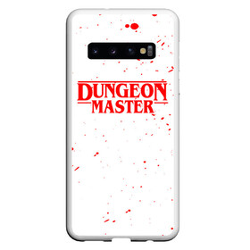 Чехол для Samsung Galaxy S10 с принтом DUNGEON MASTER BLOOD ГАЧИМУЧИ БЕЛЫЙ в Санкт-Петербурге, Силикон | Область печати: задняя сторона чехла, без боковых панелей | Тематика изображения на принте: aniki | billy | boss | boy | bucks | dark | deep | door | dungeon | fantasy | gachi | gachimuchi | gym | hundred | master | muchi | next | stranger | the | things | three | van | wee | билли | ван | гачи | гачимучи | дела | мучи | 