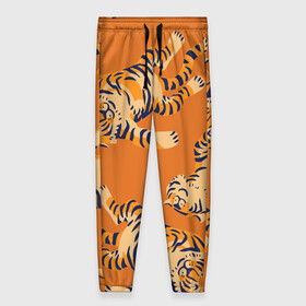 Женские брюки 3D с принтом Тигр паттерн в Санкт-Петербурге, полиэстер 100% | прямой крой, два кармана без застежек по бокам, с мягкой трикотажной резинкой на поясе и по низу штанин. В поясе для дополнительного комфорта — широкие завязки | 2022 | год тигра | китайский календарь | надписи | новый год | тигр