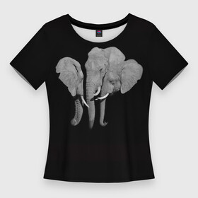 Женская футболка 3D Slim с принтом Сплоченность в Санкт-Петербурге,  |  | любовь | преданность | семья | слоненок | слониха | слоны