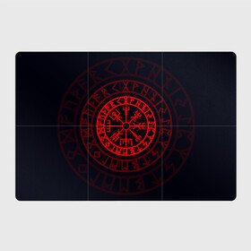 Магнитный плакат 3Х2 с принтом Красный Вегвизир в Санкт-Петербурге, Полимерный материал с магнитным слоем | 6 деталей размером 9*9 см | викинги | красный вегвизир | минимализм | руны | руны викингов | символ | символика