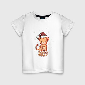 Детская футболка хлопок с принтом ТИГРЁНОК 22 в Санкт-Петербурге, 100% хлопок | круглый вырез горловины, полуприлегающий силуэт, длина до линии бедер | девушкам | детям | новый год | подарок | праздник | тигр | тигренок